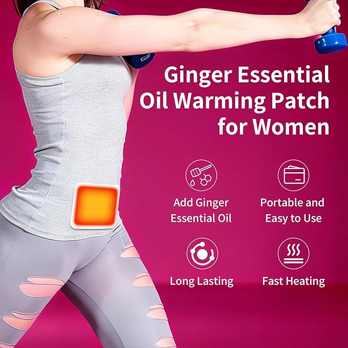 Menstrual Heating Patch for Women - 10 Packs Ginger Warming Patches Heat Pad for Period Cramps, Long-Lasting 8-12 Hours Warmth, Adhesive & Comfortable for Abdomen, Lower Back Relief