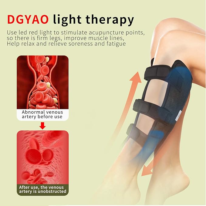 DGXINJUN Red Light Therapy Devices 880nm Near Infrared LED Calf Arm Muscle Pain Relief Wrap for Lower Leg Cramps Home Use Damage Deep Penetrating