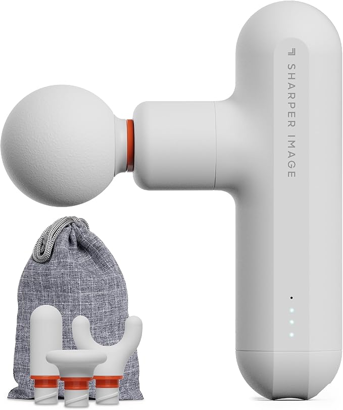 Sharper Image Powerboost Move Aero [New 2026 Version] Mini Deep Tissue Percussion Massage Gun| Muscle Recovery & Pain Relief Massage Tool| Full Body Back & Shoulder Massager| Gift for Men Women