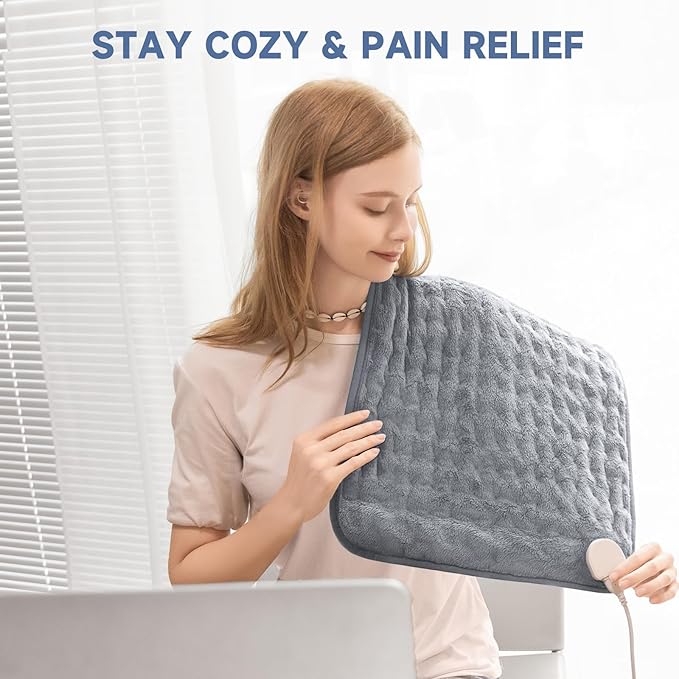 Heating Pad for Back, Abdomen, Legs and Shoulders, 33"x17" Extra Long Electric Heat Pad with 6 Temps & Auto Shut-Off, Moist/Dry Heat, Soft Flannel, Gift for Women & Men