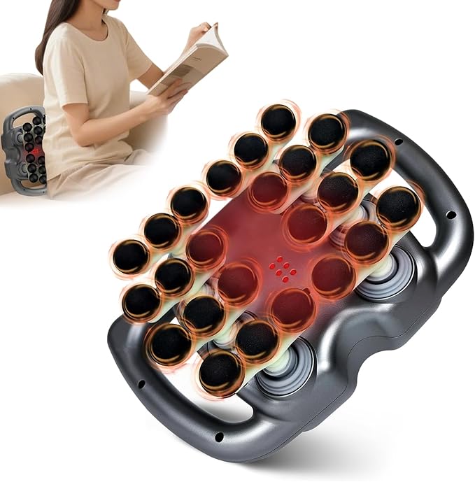 24-Head Massage Gun Deep Tissue, with 9 Modes & 99 Intensities, Quiet Rechargeable Handheld Back Massager for Pain Relief, Full Body Percussion Massager for Neck, Legs, Waist & Back (Gray)