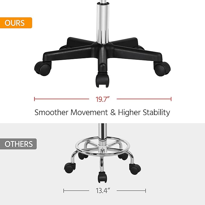 Yaheetech Saddle Stool Rolling Saddle Chair with Wheels Swivel Adjustable Stools for Hair Stylist/Lash Tech PU Leather Tattoo Massage Chair, Black