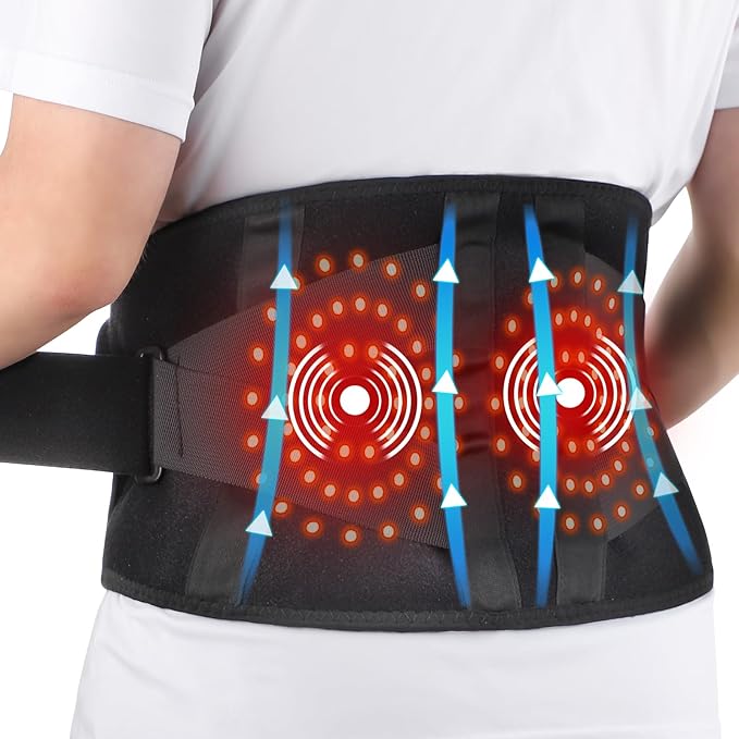Cordless Heating Pad with Massager for Back, FSA Eligible Items List, Portable Lower Back Massager, Electric Heat Pad for Cramps, HSA Approved Products Only
