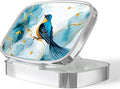 Pill Box-2 Compartment Small Pill Case Portable for Pocket & Purse Single Pill Carrier Pill Container to Hold Vitamins Medication Fish Oil and Supplements BPA-Free(Marbled Bird)
