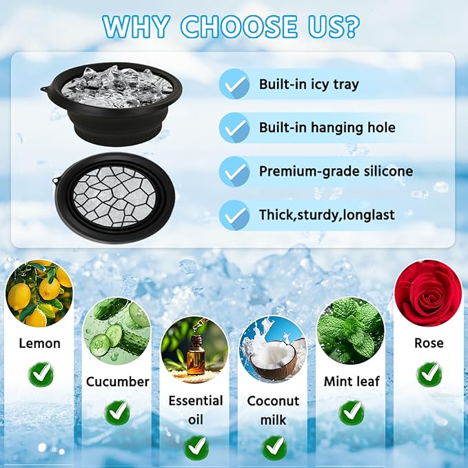 Face Tub for Ice Bath with Built-in Ice Tray – Collapsible Silicone Facial Ice Bath Bowl for Cold Plunge Therapy, Skin Tightening & Acne Relief – Portable Spa Tool for Home & Travel (Black)