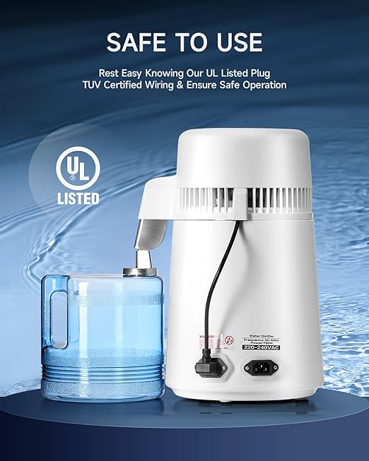 CO-Z 1.1 Gallon Water Distiller, 4L Distilled Water Machine with Timer & Reservation, 750W Distilled Water Maker for Drinking Water Purification, Countertop Water Distiller for Home Office Travel More