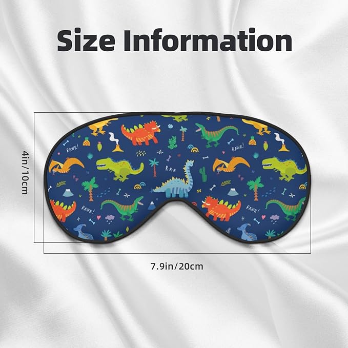 Cute Cartoon Dinosaurs Sleep Mask Eye Mask with Adjustable Strap Eye Sleep Shade Cover Blocks Light for Women Men Airplane Travel Nap
