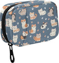 Fustylead Cute Cartoon Cats and Paw Prints Pill Organizer and Storage Weekly with Zipper, Removable Pill Box Portable Medicine Organizer for Vitamin Fish Oil Supplement