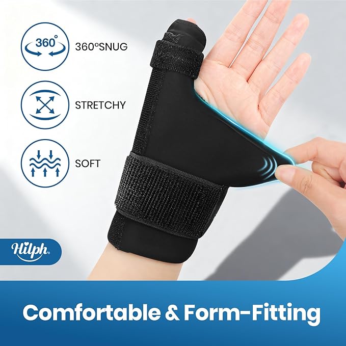Hilph Thumb Wrist Ice Pack Wrap for Carpal Tunnel & Tenosynovitis with Thumb Splint Support, Soft Gel Wrist Ice Sleeve for Hand Hot Cold Therapy, Arthritis, Tendonitis, Mommy Wrist, Sports Injuries