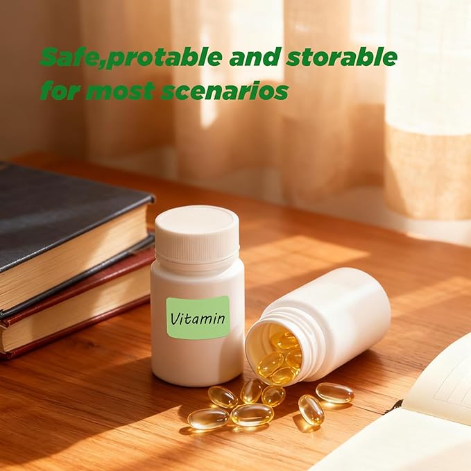 8 Pack Travel Pill Bottles - White Food Grade Plastic with Screw Caps & Labels, Small Pill Organizer for Pills, Vitamins, Capsules