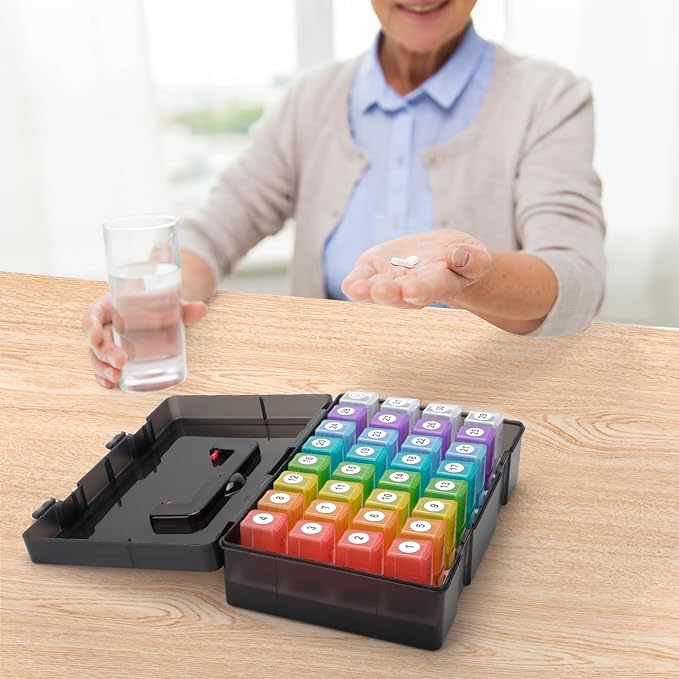 Monthly Pill Organizer 2 Times a Day,30 Day Pill Organizer 2X a Day,Pill Boxes and Organizer 2 Times a Day with Travel Case,Month Pill Box Organizer with 32 Daily Compartments,Moth Pill Box Am Pm