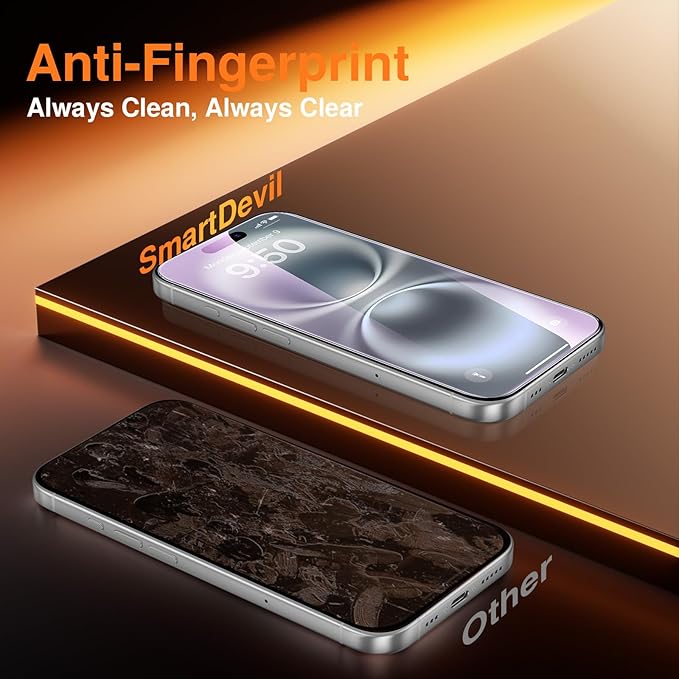 SMARTDEVIL 2 Pack for iPhone 16 Screen Protector (Anti-Blue Light) - Eye Protection, 9H+ High-Aluminosilicate Glass, HD Clear & Bubble-Free, Easy Installation