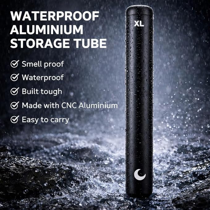 Brando Moon Large Metal Pill Tube Container – Durable Compact Pocket Pill Case 5” – Water-Resistant, Travel-Ready Design for Medications, Vitamins & Small Items – Lightweight Fits in Pocket