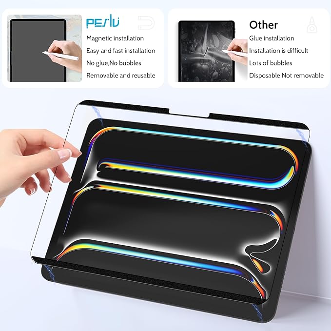 2 Pack Magnetic Paperfilm for iPad Pro 11 Inch M4/M5 [2024/2025 5th/6th Gen], Feel Like Writing Drawing On Paper, Matte Removable Anti Glare Fingerprint Screen Protector Blue Light Filter