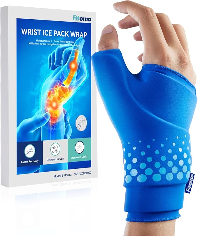 Thumb & Wrist Ice Pack Wrap, Thickened Ice Gel Pad, Ergonomic Fit, Long Lasting Cold & Warm for Carpal Tunnel Relief, Arthritis, Computer Overuse Injuries, Post-Surgery, Post-Workout, Size L/XL