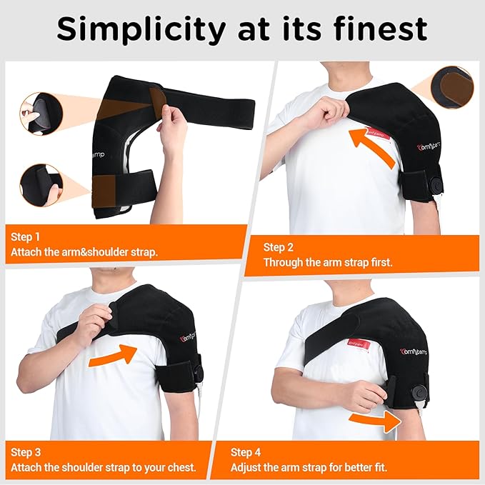 Comfytemp Shoulder Heating Pad for Rotator Cuff, Heating Pad for Shoulders with Brace, Electric Heated Shoulders Wrap for Men Women Mom Dad, 3 Heat Settings, 2H Auto-Off (S/M)