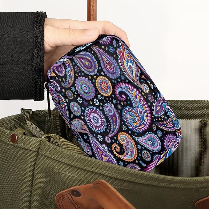 Abstract Trippy Paisley Travel Pill Organizer Box Weekly Portable Pill Case Daily Pills 7 Day Small Birth Control Pills Container Removable Compartments for Medicine Vitamins Fish Oil