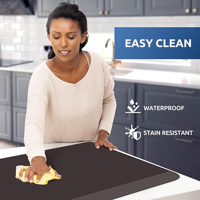 KitchenClouds Kitchen Mat Cushioned Anti Fatigue Rug 20"x39" Water Resistant, Non Slip, Standing and Comfort Desk/Floor Mats for House Sink Office (Chocolate)