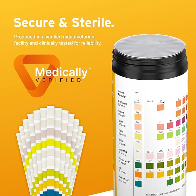 100 x AYDMED 9-in-1 UTI Test Strips | 9 Parameter Urine Test Strips for Leukocytes, Nitrite, Specific Gravity, pH, Protein, Urobilinogen, Bilirubin, Ketone & Ascorbic Acid | FSA & HSA Eligible