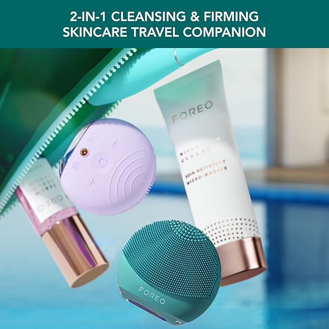 FOREO Luna 4 go Face Cleansing Brush & Firming Massager - Premium Face Care - Enhances Absorption - Simple Skin Care Tools - for All Skin Types- Evergreen