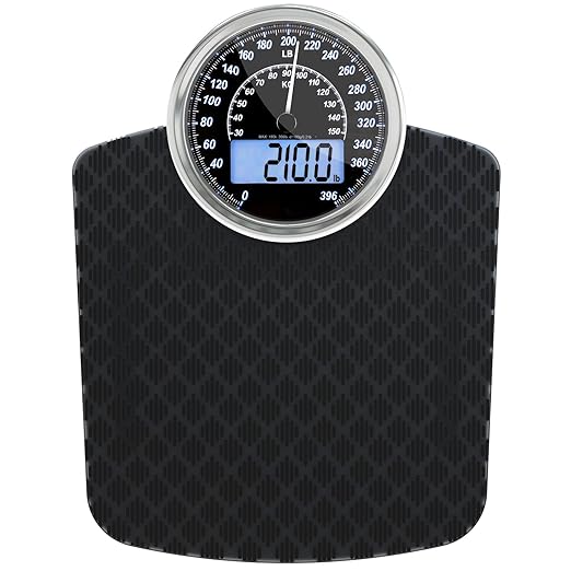 Adamson Hybrid 2-in-1 Analog & Digital Weighing Scale for Body Weight up to 400lbs + Thick Tempered Glass + Extra Large Display + Easy to Read Digital Bathroom Scale + New Version - Black Diamond