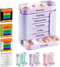 7-Day Weekly Medication Organizer - Stay on Track Medication Organizer with 7 Stackable Compartments, Four Times-a-Day (Morning, Noon, Evening, Bedtime) for Organized Pill Taking (Purple)