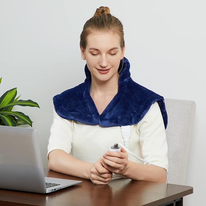 CAROMIO Weighted Heating Pad for Neck and Shoulders - UL Certified, 2.2lb Large Electric Fast Heating Pad for Pain Relief and Deep Pressure Therapy, 22"x19" Size for Neck Pain and Cramps