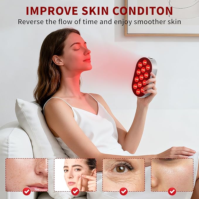 Red Light Therapy Box, 13pcs 2in1 LED with 660&850, Aluminum Alloy, Red Light Panel with Soft Belt, Rechargeable 5000mA (13 LEDs) Red Light Therapy Panel for Body
