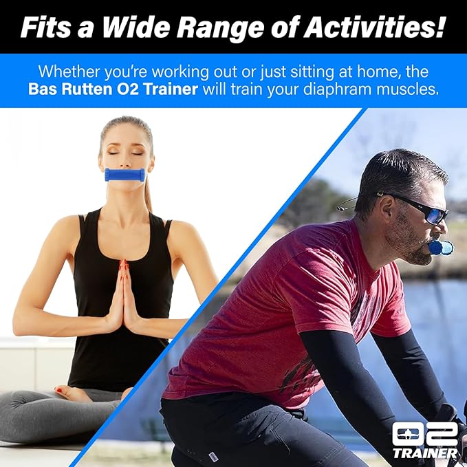 O2Trainer Breathing Muscle Training Device | Lung Power & Endurance Tool for Athletes, Singers & High-Altitude Performance | Diaphragmatic Respiratory Trainer | 16 Resistance Caps