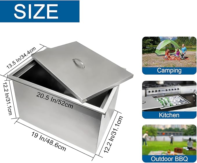 Commercial Stainless Steel Drop-in Ice Bin Chest – Insulated Bar Ice Well for Beverage Service
