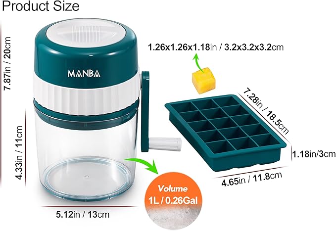Ice Shaver and Snow Cone Machine - Premium Portable Ice Crusher and Shaved Ice Machine with Free Ice Cube Trays - BPA Free