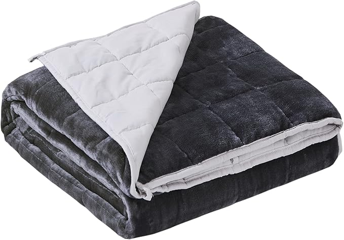 Satwip Weighted Blanket 10 Pounds Grey Fuzzy Warm Flannel Bed Blanket for Adults with Soft Breathable Sanded, 48 x 72 inches, Grey