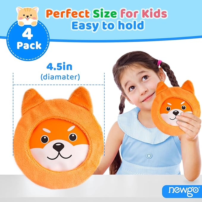 NEWGO Kids Ice Pack for Boo Boos, Reusable Gel Cold Packs with 4 Cute Plush Sleeves for Toddlers and Babie, 4 Hot & Cold Compress Packs for Pain Relief, Fever, Wisdom Teeth, First Aid, Bumps