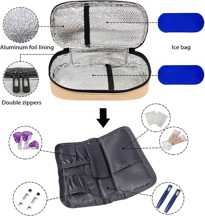 Cat Family Insulin Cooler Travel Case Diabetic Medication Organizer Medical Cooler Bag Waterproof and Insulation Liner