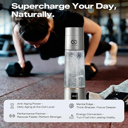 Hydrogen Water Bottle Generator - Up to 6400 PPB, 12-Hour Hydrogen Retention, H2 Certified SPE/PEM Tech, Portable, Recovery & Thoughtful Wellness Gift (Sliver)