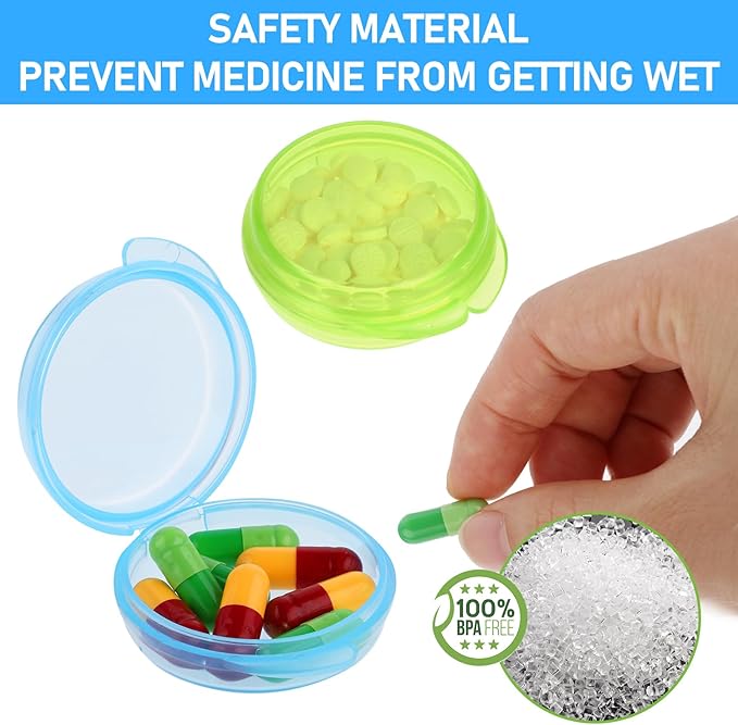 8pcs Small Pill Box Cute Portable Pill Case Travel Pills Organizer Box Medicine Dispenser Earplug Container Vitamin Holder Liver Oil Storage Case for Women Men Pocket Purse Briefcase