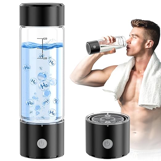 Hydrogen Water Bottle, 3Min 2200PPB Rapid Hydrogen Water Generator -SPE PEM Tech, 15OZ Portable Hydro Water Machine, Health Care Gifts for Husband, Wife, Family, Friends, Travel(Black)