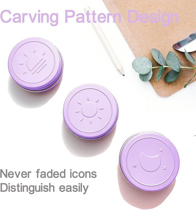 Extra Small Single Pill Box for Purse (3 Pack), Aluminum Screw Top Pill Container, 3 Times a Day Portable Waterproof Single Pill Case for Vitamins, Fish Oils, Supplements (Light Purple)