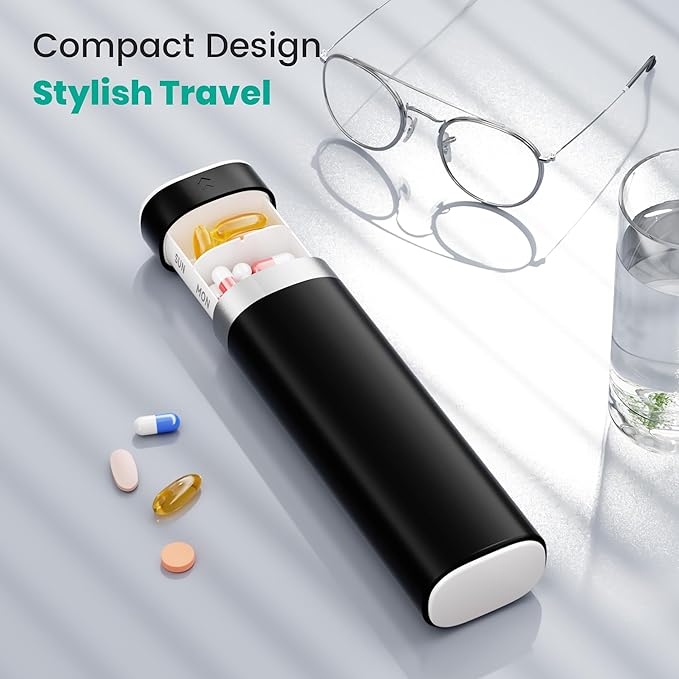 7-Day Slide-Out Pill Organizer | Travel Pill Case with Easy-to-Use Design | Drawer-Style Daily Medication Organizer (1 Time a Day) | Ideal for Home, Travel & Offices
