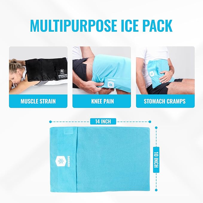 ICEWRAPS 10" x 14" Reusable Ice Pack with Soft Fabric Cover, Flexible Cold Therapy Clay Pack for Knee & Back Swelling, Injury & Chronic Pain Relief – FSA-HSA Eligible
