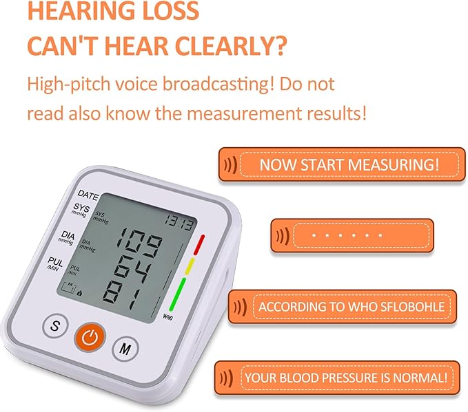 Arm Type Electronic Blood Pressure Monitor,Automatic Accurate Measurement,Large Screen and Large Character,Charging Model Device with USB Cable,2 * 99 Memory,Simple Operation
