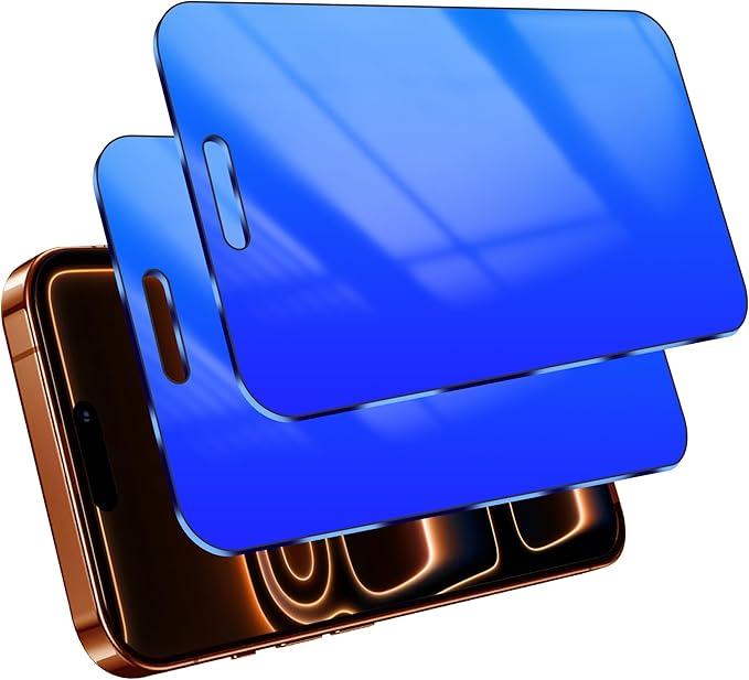 2 Pack Privacy Screen Protector for iPhone 17 Pro Max Anti-Spy Tempered Glass 17ProMax Anti Bluelight Gradient Colorful Full Coverage Easy Installation Frame Anti-Scratch (6.9 inch Blue)