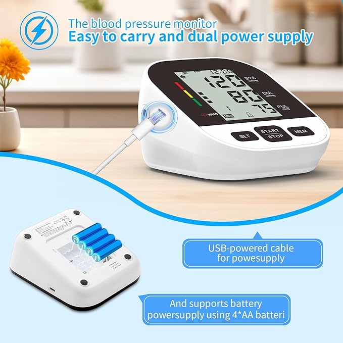 Blood Pressure Monitor for Home Use, Upper Arm Blood Pressure Machine with Large Cuff (8.7’’-16.5’’), Automatic BP Cuff with Large Screen, 2 User, 198 Memories