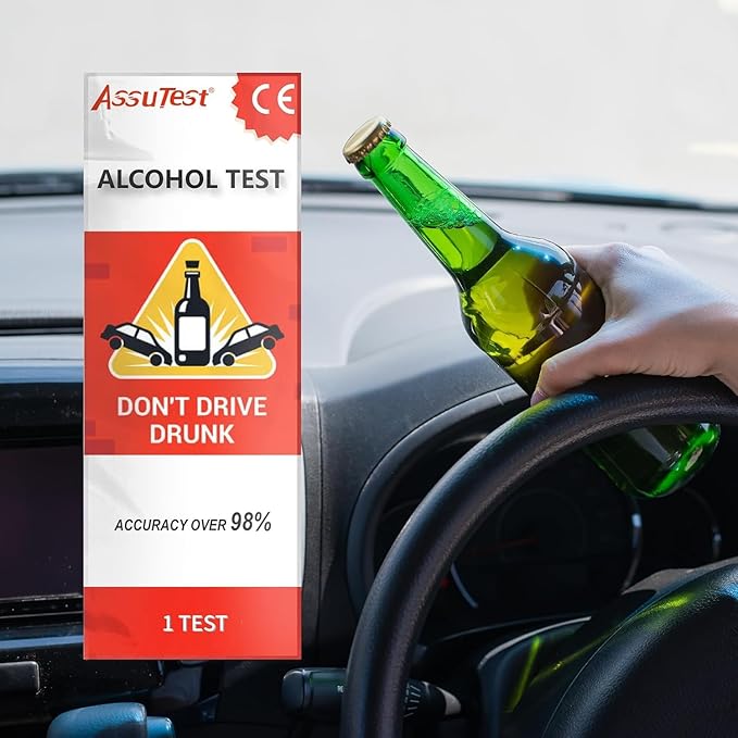 25 Tests Breathalyzers for Alcohol, Single-Use Disposable Breath Alcohol Analyzer 4-Level Indication Home Testing for Personal Use