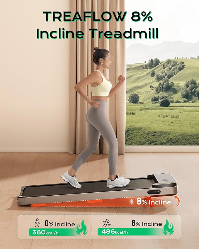 Walking Pad,Treadmill with Incline for Home Office, 2.5HP Portable Under Desk Treadmill with 265 Lbs Capacity,Remote Control, Led Display