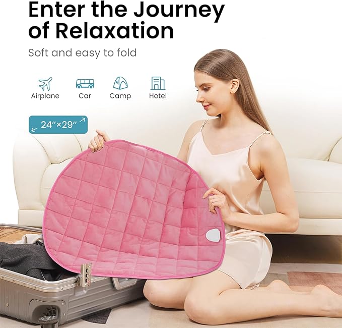 NOWWISH 5lbs Weighted Heating Pad for Women, Electric Heated Weighted Blanket with 6 Heat Settings, Timer & Auto Shut-Off, Relief for Period Cramps, Back Pain, Lap, Machine Washable, 29x24 inch, Pink