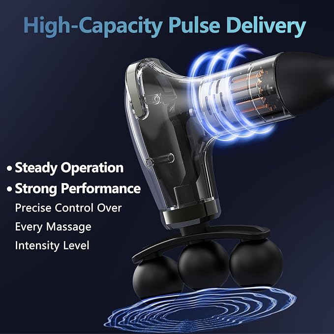 Massage Gun with Extension Handle, Handheld Back Massager Tool, Massager for Neck/Leg/Shoulder Pain, 9 Adjustable Speeds & Modes and 5 Replaceable Blades, Gifts for Tech Lovers