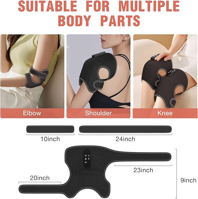 Red Light Therapy & Vibration Massage Knee Brace, 660nm&850nm Near Infrared Light Therapy, Heated Knee Massager for Pain Relief, Heated Knee Wrap for Knee Joint Elbow, Heating Pad, Gift for Men Women
