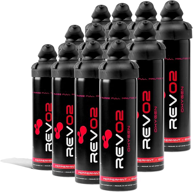 Oxygen Can | 98% Pure Portable Oxygen for Athletes, Recovery & Altitude Relief | 10L Canister with Zero-Leak Mouthpiece & Trigger Lock | Natural Energy Boost for Sports & Travel - Peppermint 12 Pack