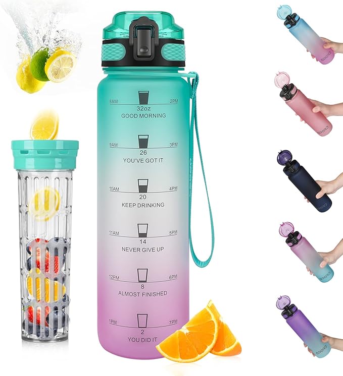 Opard 30oz/32oz Sports Water Bottle with Leak Proof Flip Top Lid BPA Free Tritan Reusable Plastic for Gym and Outdoor, Travel Water Bottle